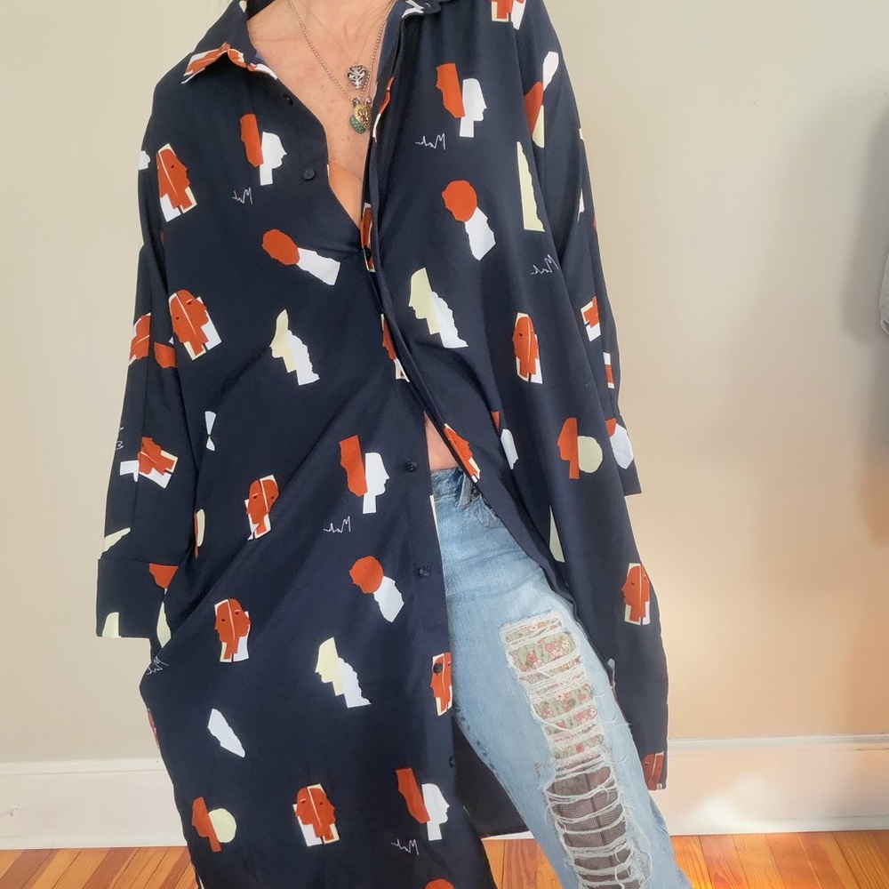 Unique Button Front Duster/Dress/Blouse